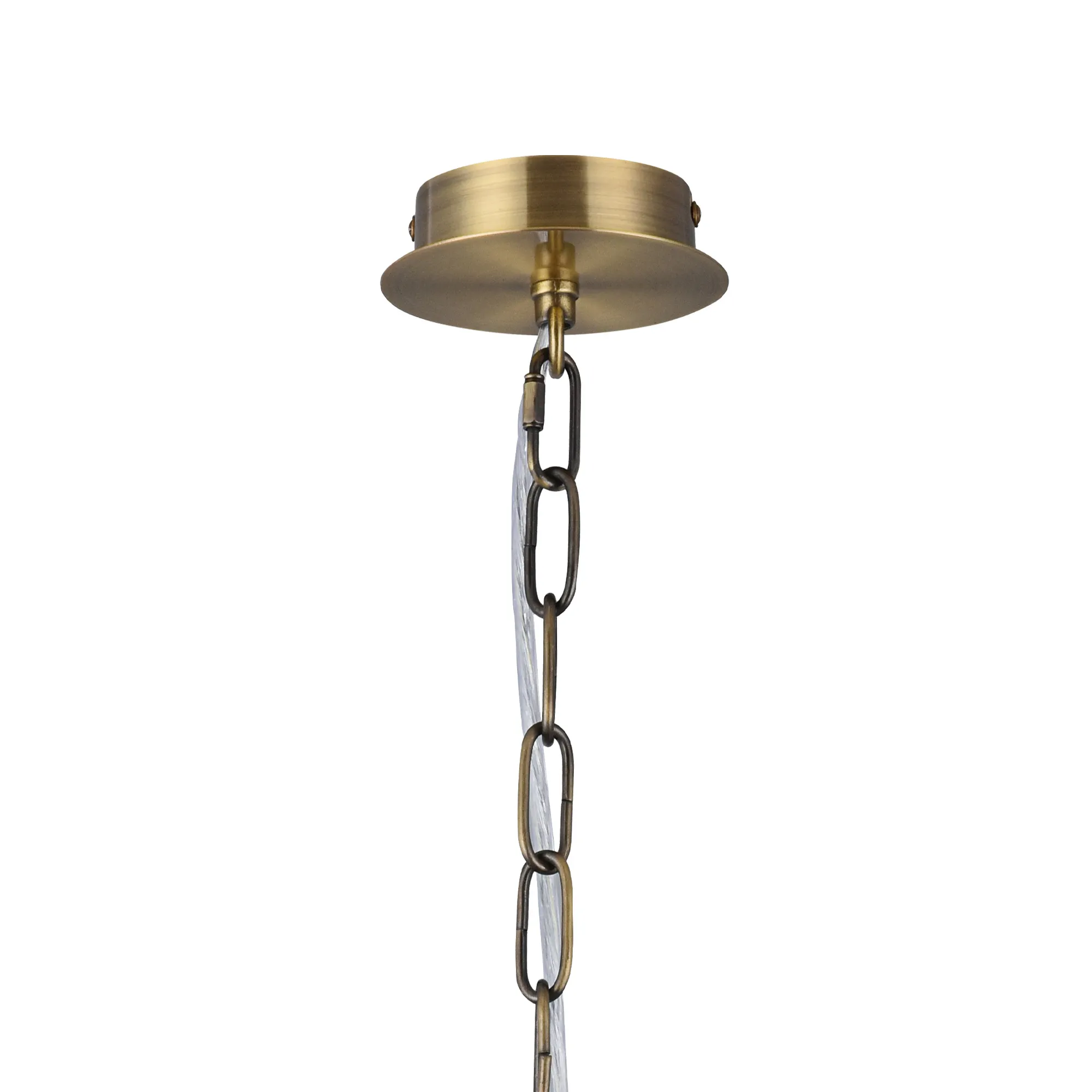 Banyan 3 Light Multi Arm Pendant With 45cm x 15cm Organza Shade Antique Brass/Soft Bronze DK0869  Deco Banyan AB SB